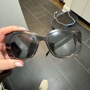 CHANEL Oversized Black and Gray Gradient Cat-Eye Sunglasses
